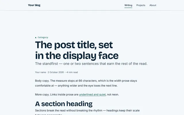 The blog post starter page